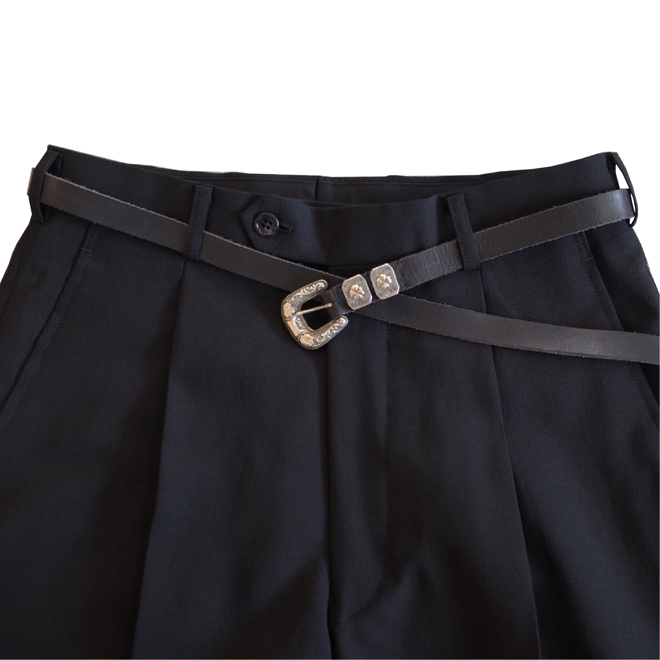 CECUM  VINTAGE SILVER BACKLE LETHER BELT シーカム ヴィンテージシルバーバックル レザーベルト