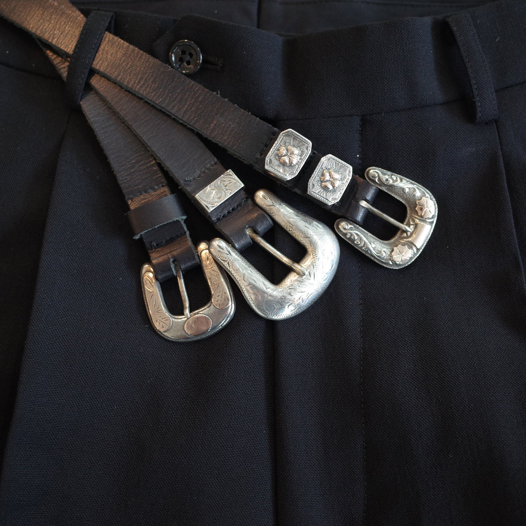 CECUM  VINTAGE SILVER BACKLE LETHER BELT シーカム ヴィンテージシルバーバックル レザーベルト