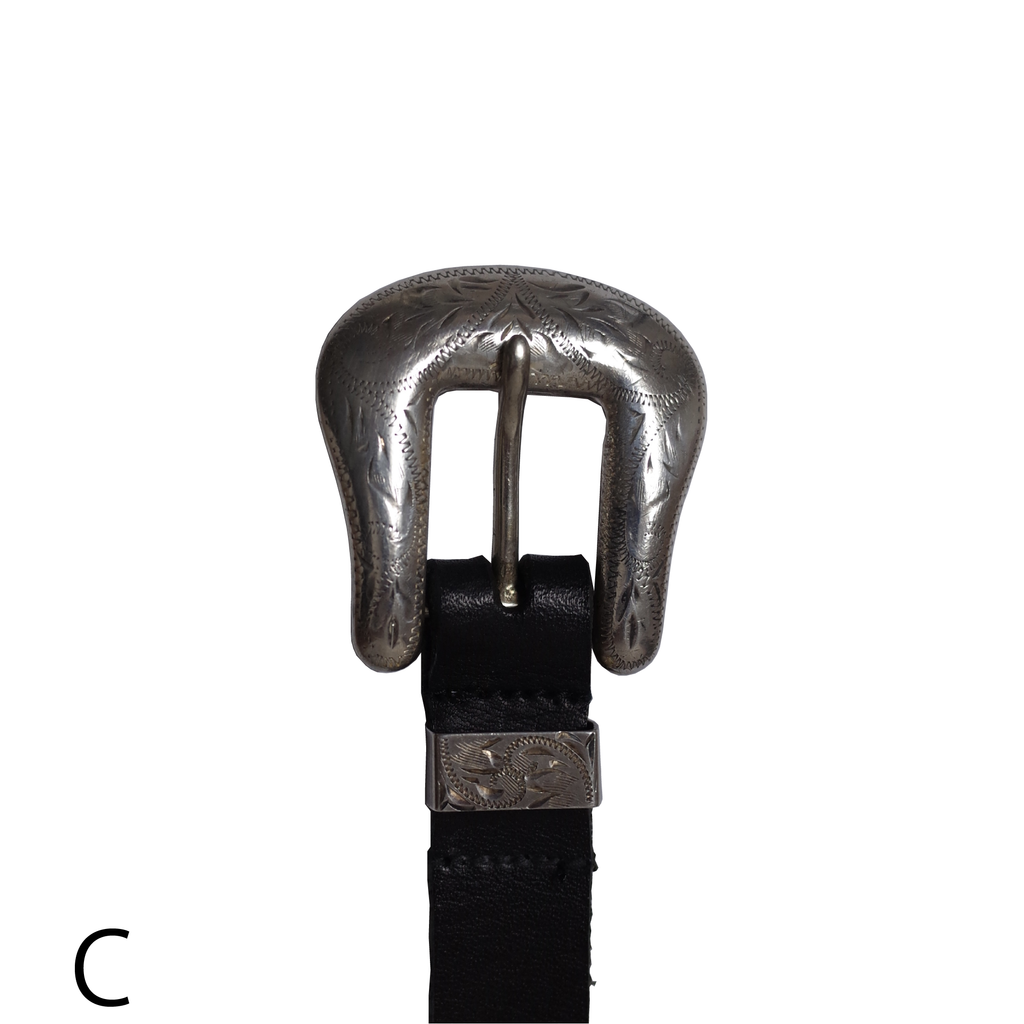 CECUM  VINTAGE SILVER BACKLE LETHER BELT シーカム ヴィンテージシルバーバックル レザーベルト